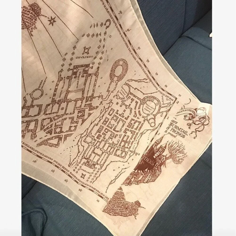 Wizarding World Harry Potter Marauders' Map Print Scarf Hogwarts Challis Fabric